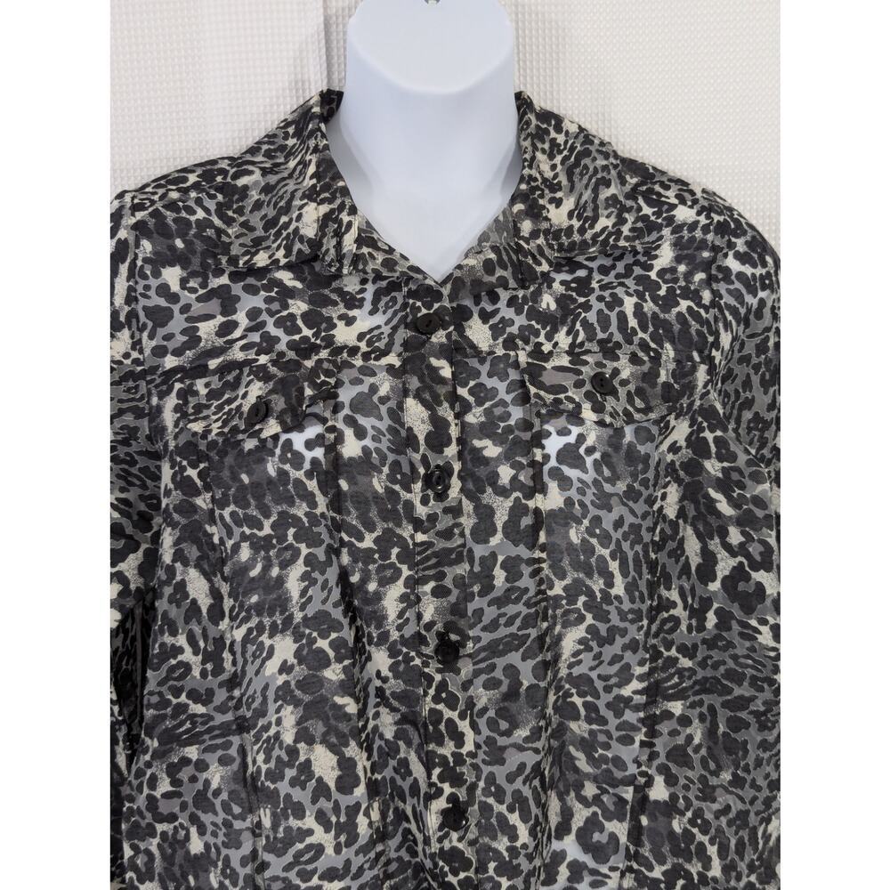 NWOT! NOTATIONS WOMAN! LINEN+! BLACK,TAN SHEER NET JEAN JACKET STYLE TOO! SZ 1X - Picture 4 of 10